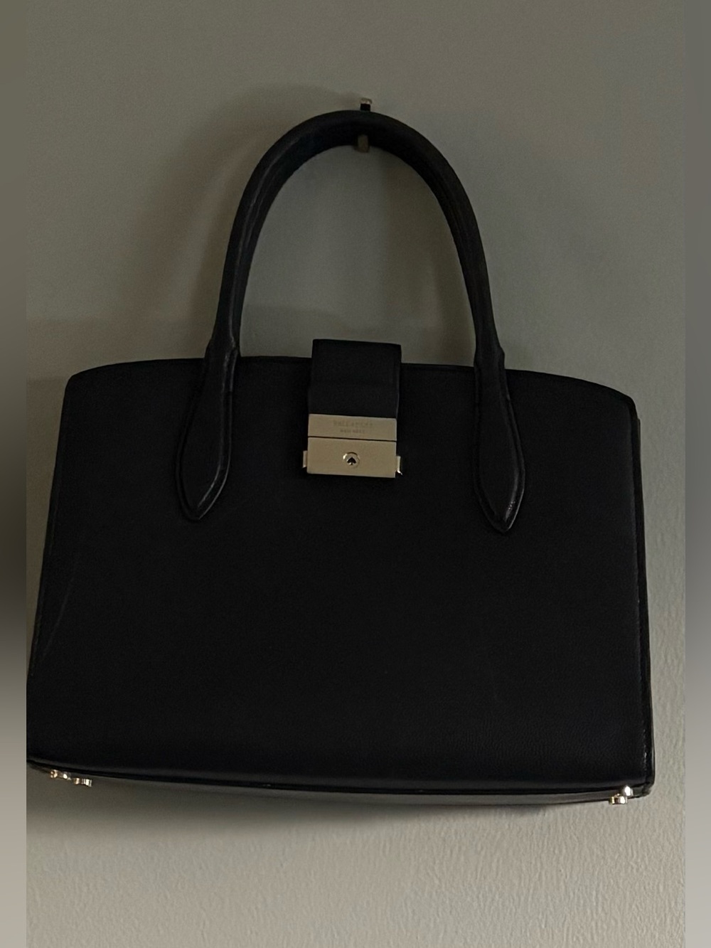 Kate Spade Black Leather Voyage Medium Satchel Style Bag Gold Tone Hardware